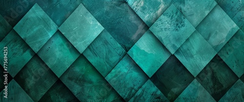 Wallpaper Mural Abstract dark teal texture with geometric pattern, seamless background for wallpaper or interior design elements. Dark green wall panel in diamond shape, texture of marble stone. Torontodigital.ca