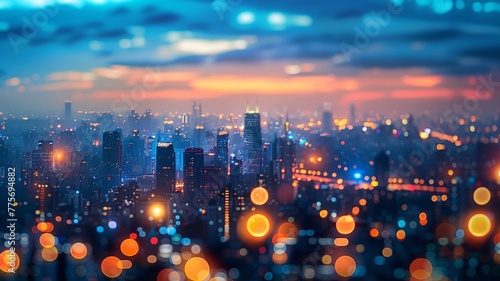 City lights twinkle like stars in the urban dusk of metropolitan dreams