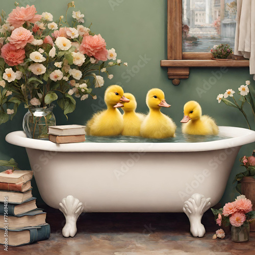canetons baignoire duck bath © Berangere