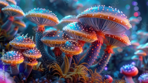 decorative mushrooms with hallucinations. Produced using Gen © Desinage