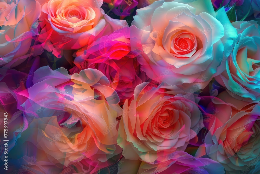 Bright floral bouquet of roses, festive mood AI Generated Image Bright floral bouquet of roses, festive mood AI Generated Image
