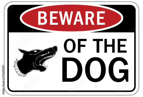 Beware of dog warning sign