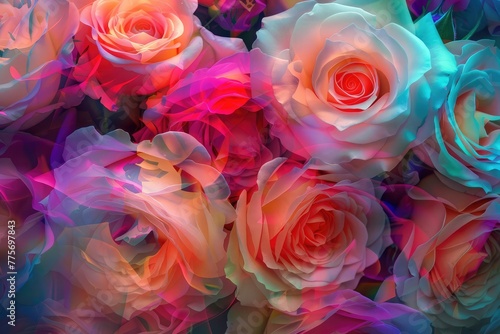 Bright floral bouquet of roses, festive mood AI Generated Image