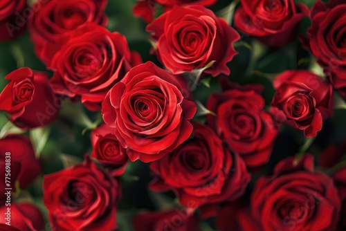 Close-up of a beautiful bouquet of red roses