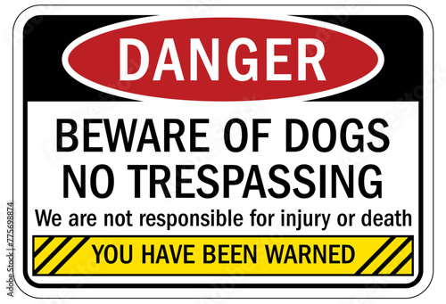 Beware of dog warning sign