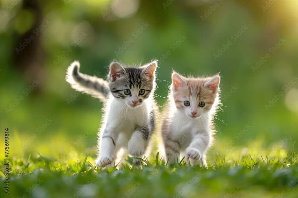 Cats on grass