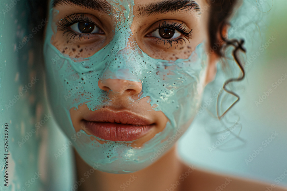 A woman wearing a facial mask at a spa salon. A close up portrait of a beautiful young woman getting a massage at a beauty center, in the style of a professional photoshoot.
A woman wearing a facial mask at a spa salon. A close up portrait of a beautiful young woman getting a massage at a beauty center, in the style of a professional photoshoot.