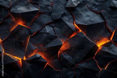 Abstract dark background with orange glowing shapes