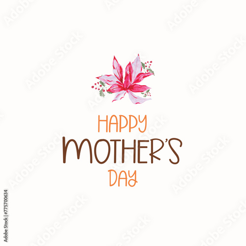 Happy mother's day social media post design with watercolor flower background mom wishing or greeting card banner design vector illustration