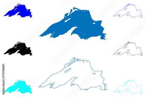 Lake Superior (Canada, United States, North America, us, Great Lakes) map vector illustration, scribble sketch map