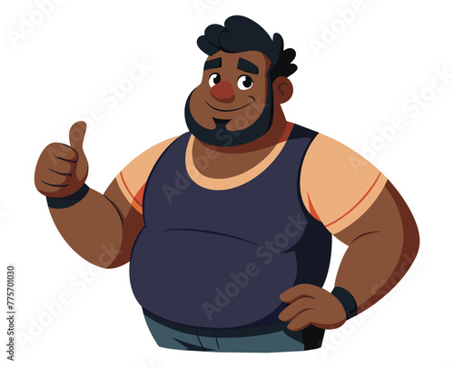 Enthusiastic black man with a thumbs-up gesture, Positive affirmation vector cartoon illustration.