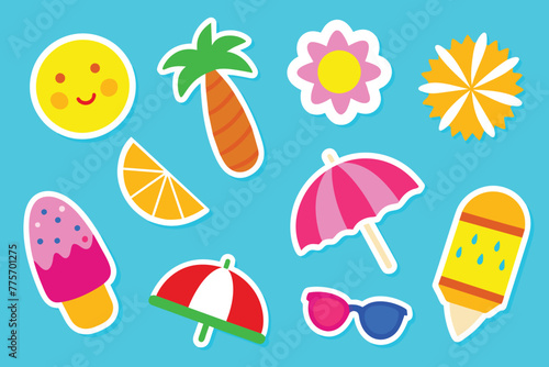 Summer Colorful Sticker Design Collection vector design