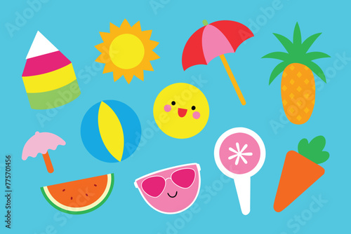 Summer Colorful Sticker Design Collection vector design