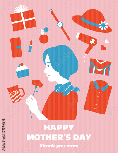 母の日のイラスト素材セット ベクター 5月 お母さん ギフト