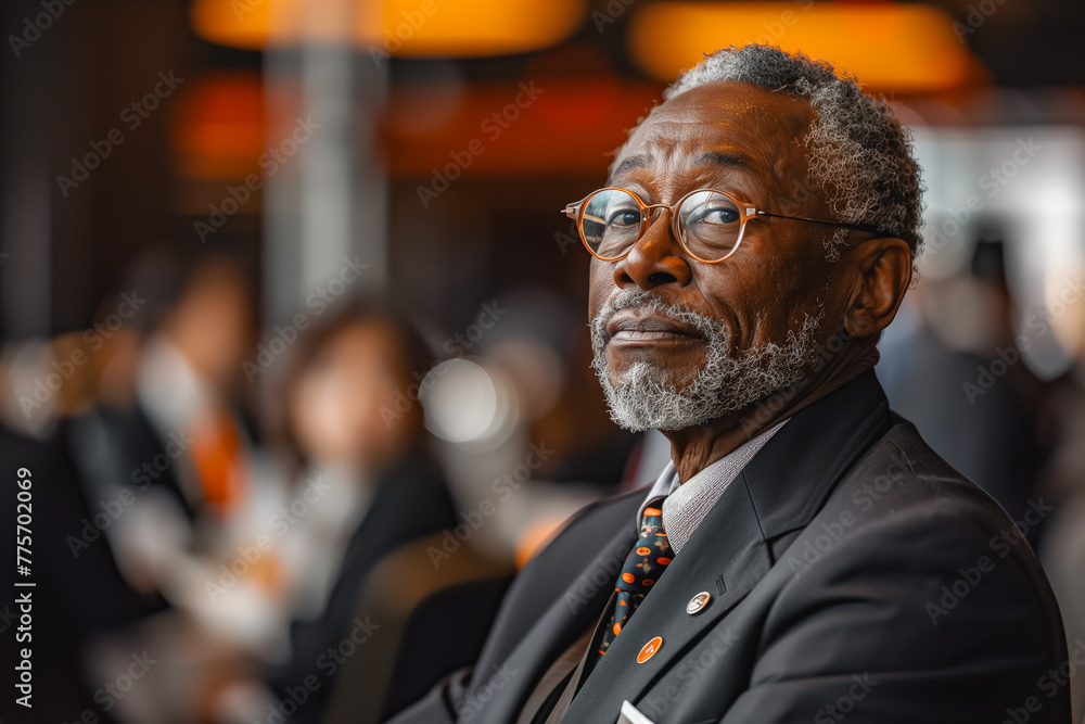 An insightful moment with a man attentively participating in a seminar or conference setting An insightful moment with a man attentively participating in a seminar or conference setting