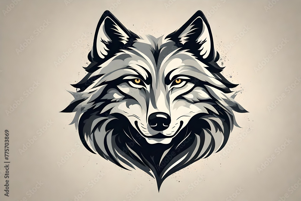 A minimalistic wolf vector logo, capturing the intensity of power and free spirit in high-definition, showcasing each detail as if viewed through a camera lens.. A minimalistic wolf vector logo, capturing the intensity of power and free spirit in high-definition, showcasing each detail as if viewed through a camera lens..