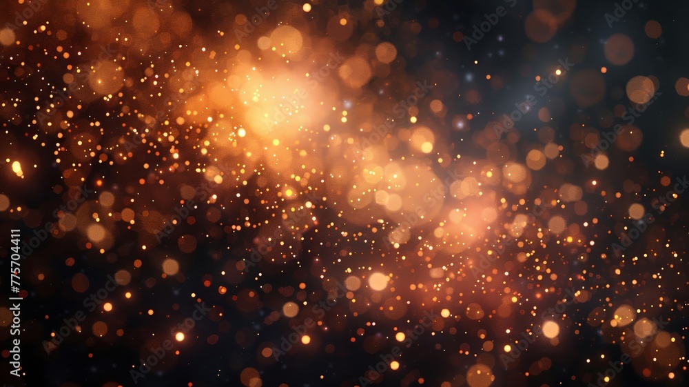 Golden particles dance in the air evoking magical holiday sparkles