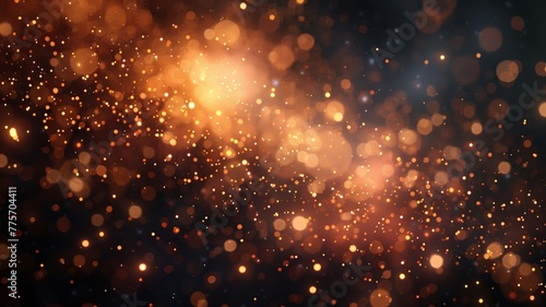 Golden particles dance in the air evoking magical holiday sparkles