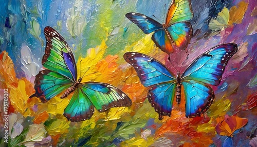 Tropical Tints  Butterflies and Brushstrokes Dance in Rainbow Hues 
