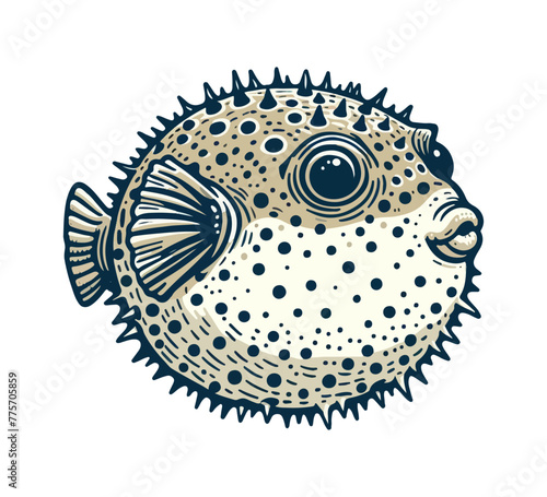 Puffers Fish hand drawn vector illustration
