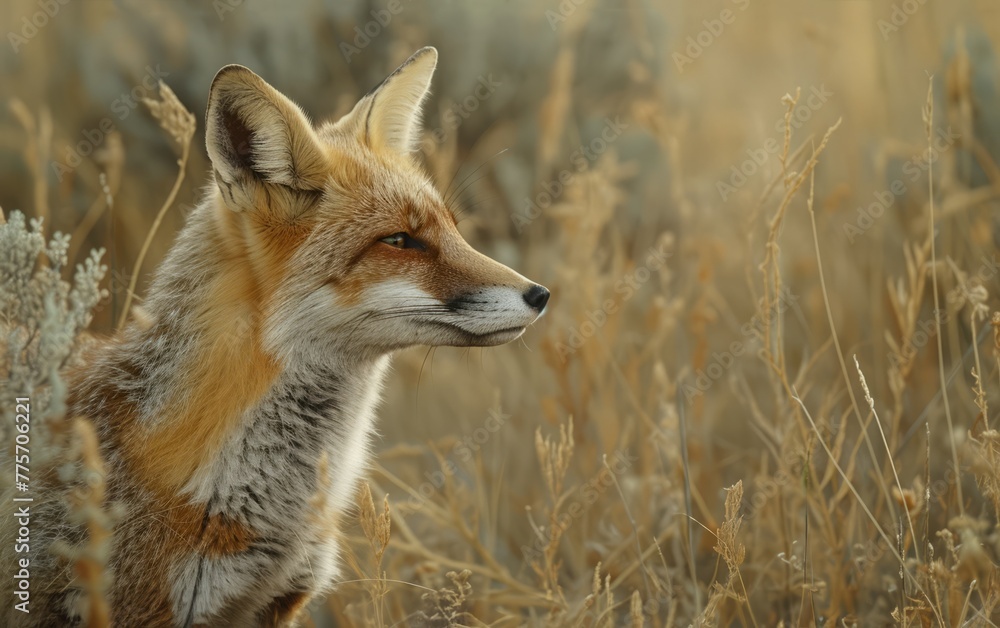 Serene Fox in Golden Field Serene Fox in Golden Field
