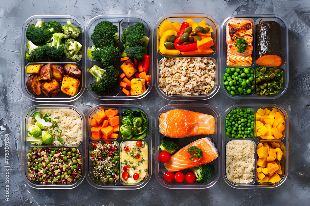 Healthy and Delicious Assorted Meal Prep Ideas Displayed in Separate Containers