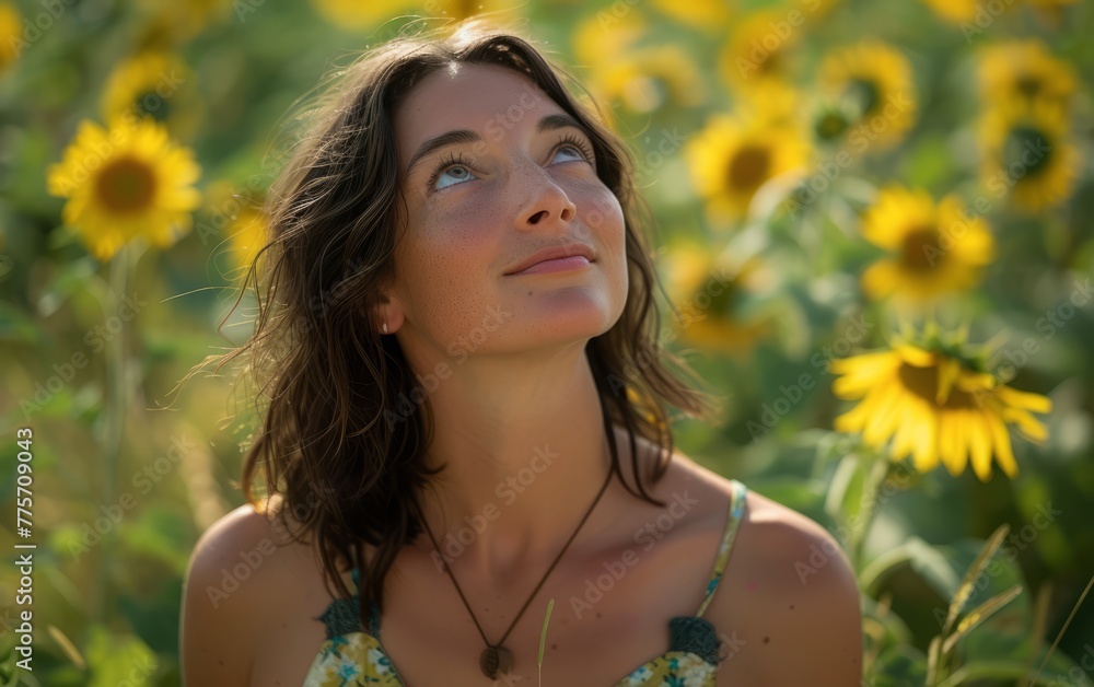 Woman Amidst Sunflowers Woman Amidst Sunflowers