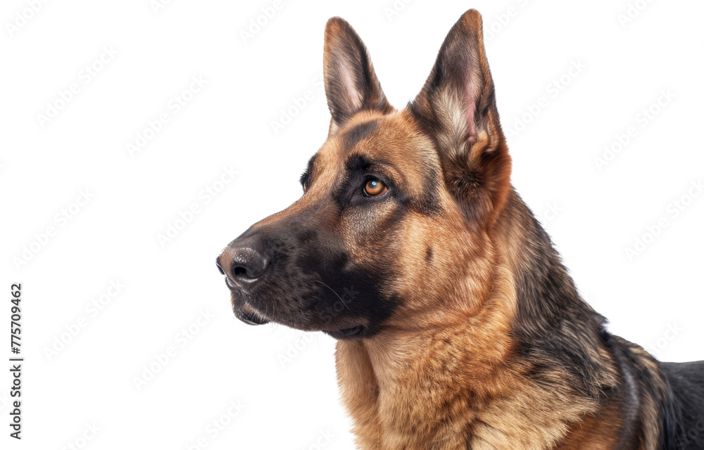 Close-Up Portrait of a German Shepherd on Transparent Background