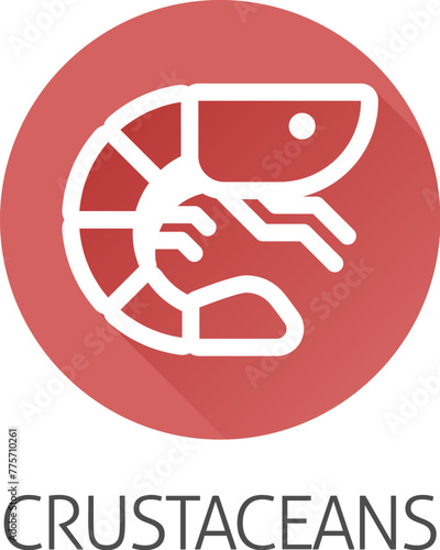 A prawn shrimp crustacean food stylised icon. Possibly an icon for the allergen or allergy or a seafood concept.