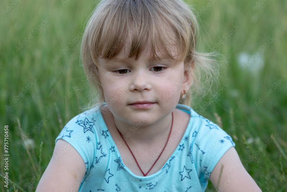 Portrait of a cute little girl in summer dress Portrait of a cute little girl in summer dress