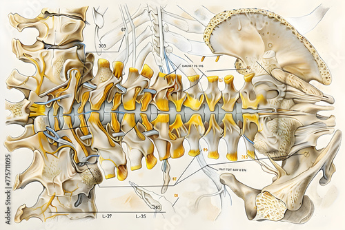Detailed Illustration of Lumbar Spine Structure and Anatomy