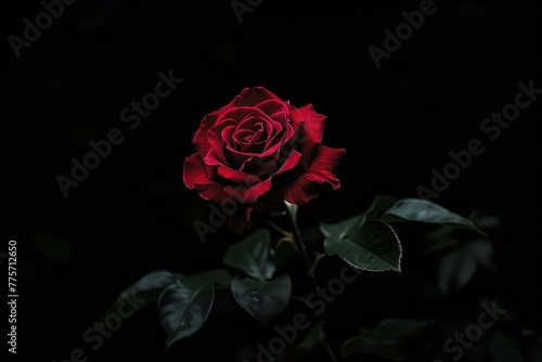 Red rose isolated white, In the dark days of love,copy Space.