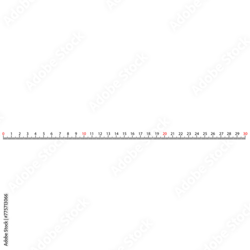 Inch and cm black lines. Measuring tool.