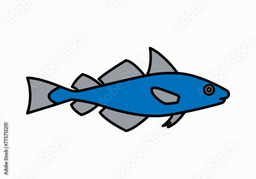 Icono de un pez en fondo blanco. 