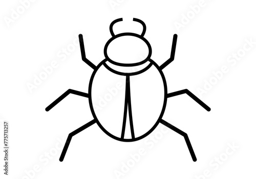 Icono negro de escarabajo en fondo blanco.