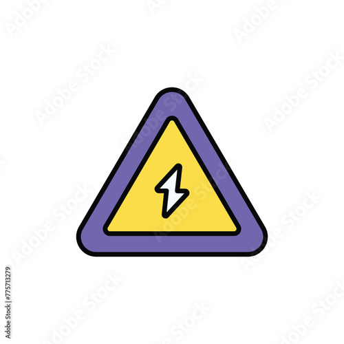Electrical Danger Sign icon design with white background stock illustration
