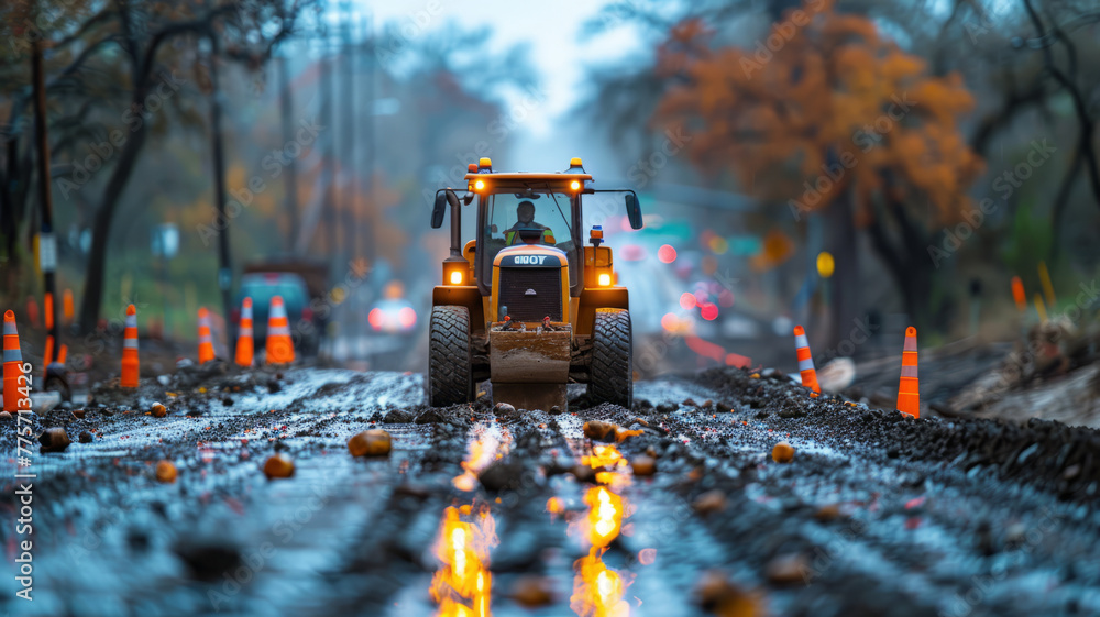 an engineer with helmet in his hand controlling the operation. very big 20 lane highway construction operation in the background,generative ai an engineer with helmet in his hand controlling the operation. very big 20 lane highway construction operation in the background,generative ai