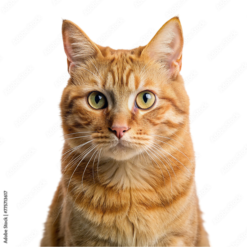 Portrait of ginger cat isolated on transparent background. Portrait of ginger cat isolated on transparent background.