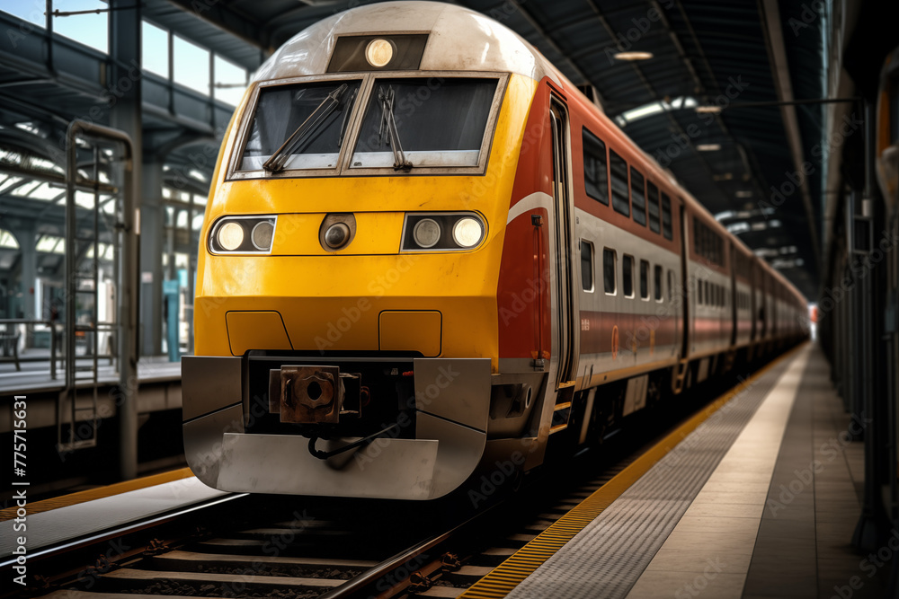 Fototapeta premium Image of train. Train related topics. Vacation by train. Rail strike. Train accident.