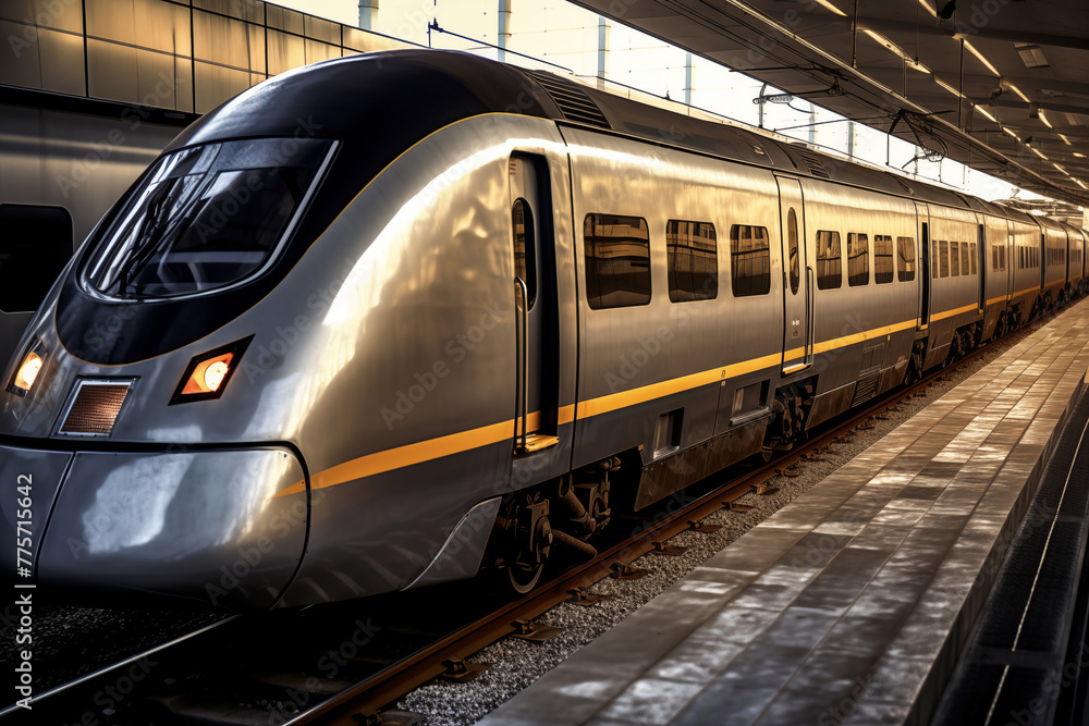 Fototapeta premium Image of train. Train related topics. Vacation by train. Rail strike. Train accident.