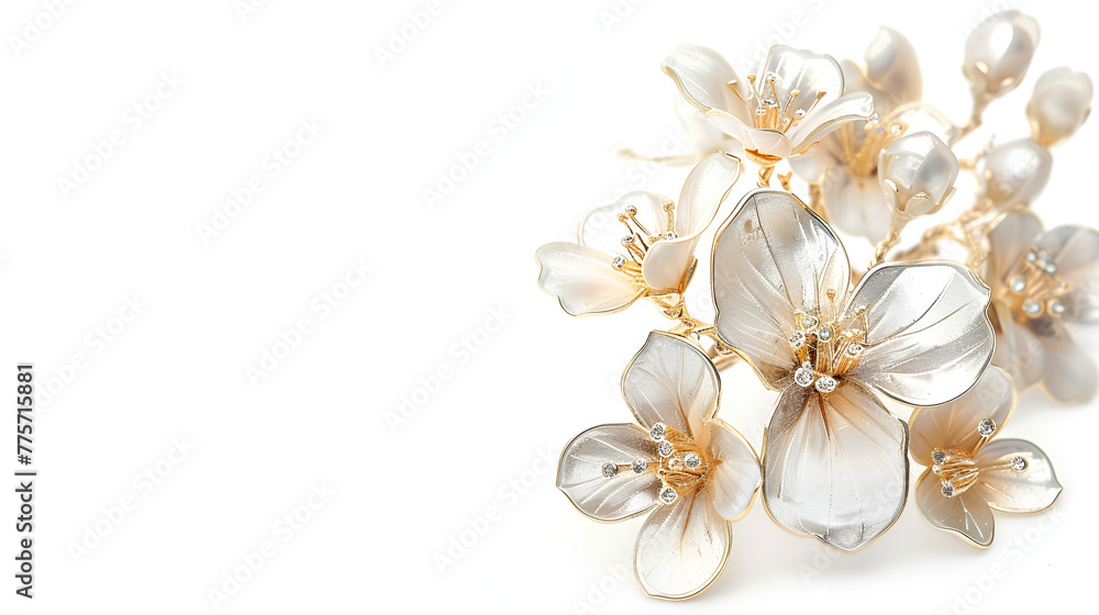 silver white flowers , generative ai