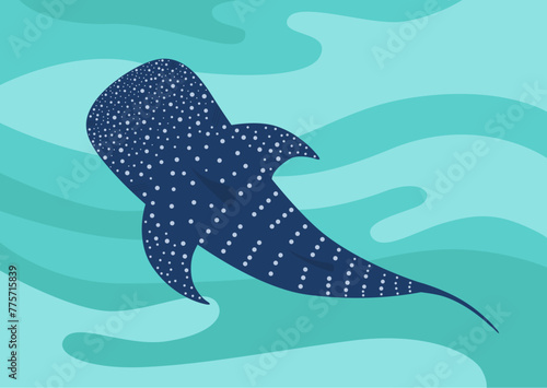 Illustration of the whale shark is swimming in the ocean