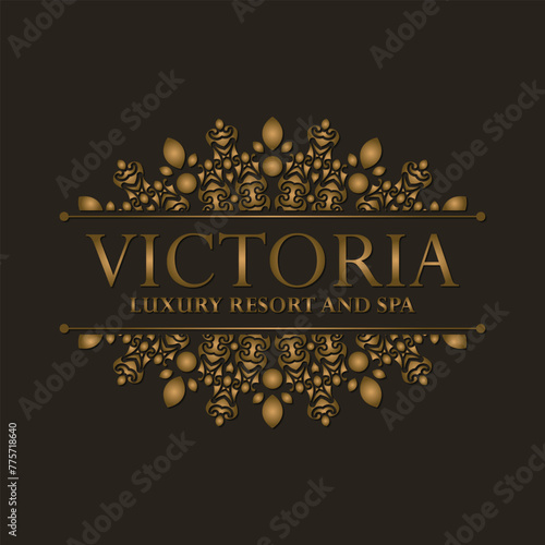 Luxury hotel label template. Trendy vintage royal ornament frames illustration.