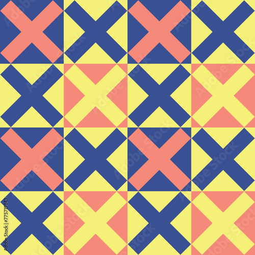 Geometric simple vibrant seamless pattern minimalist colorful tile wallpaper background vector flat design backdrop retro