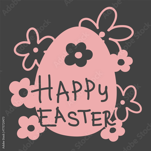 Happy Easter lettering line vector