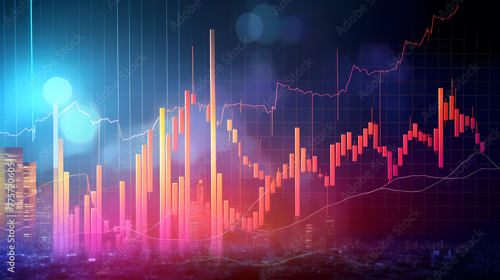 Stock market chart or forex trading chart for business and finance concept Stock market chart or forex trading chart for business and finance concept