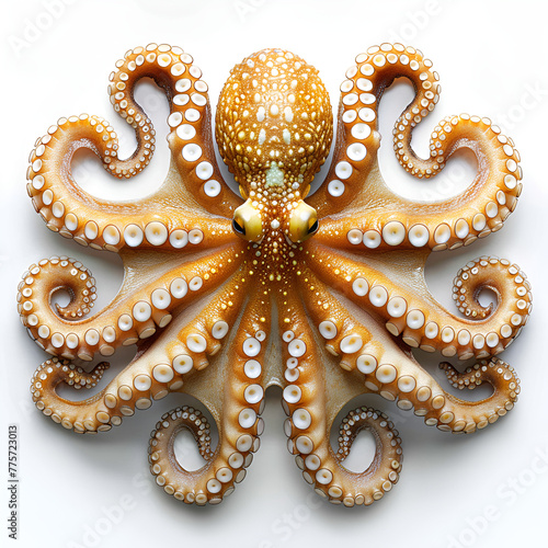 A detailed, realistic image of an octopus with textured tentacles spread out.