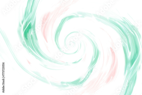 Pastel pink and mint watercolor swirl on transparent background.