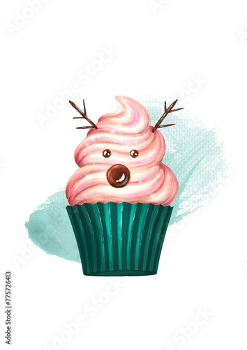 Christmas reindeer cupcake
