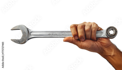 Hand Holding Wrench on Transparent Background